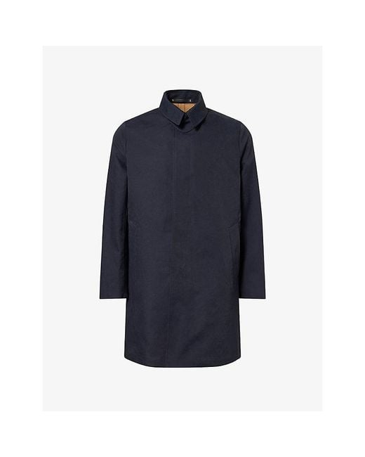 Paul Smith Blue Classic-Collar Cotton-Blend Mac Jacket for men