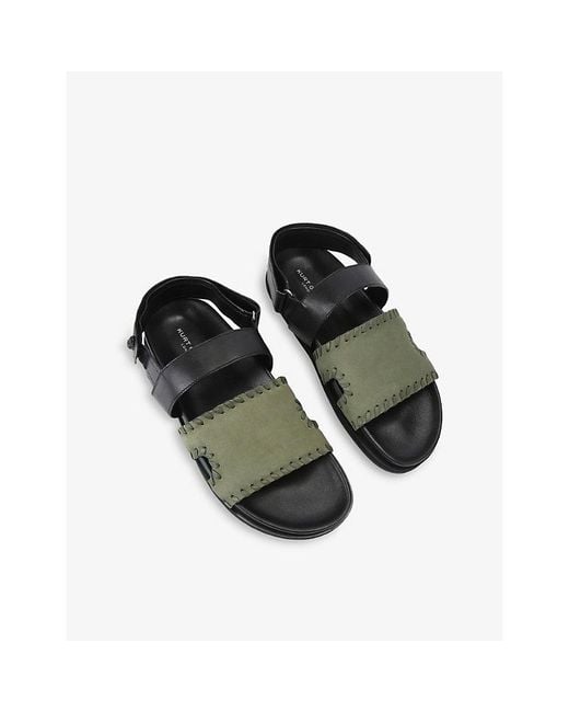 Kurt Geiger Black Baker Flat Leather Sandals for men