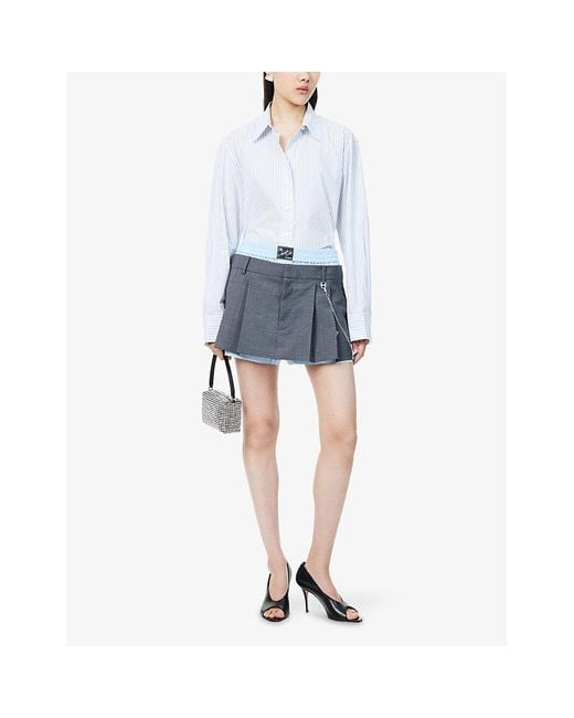 Alexander Wang Gray Pre-Styled Pleated Stretch-Wool Blend Skort