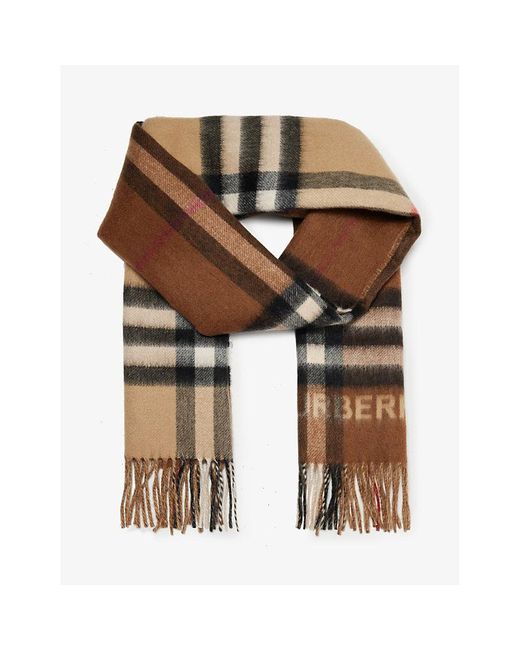 Burberry Multicolor Giant Check Tasselled-trim Cashmere Scarf for men