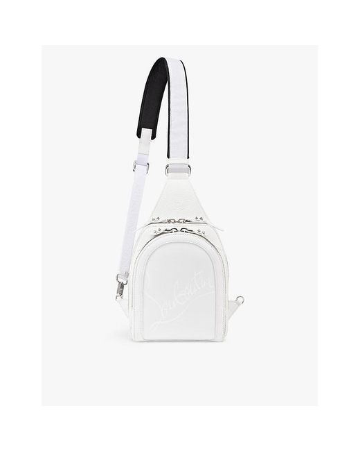 Christian Louboutin White Loubifunk Logo-Embossed Leather And Woven Cross-Body Bag for men
