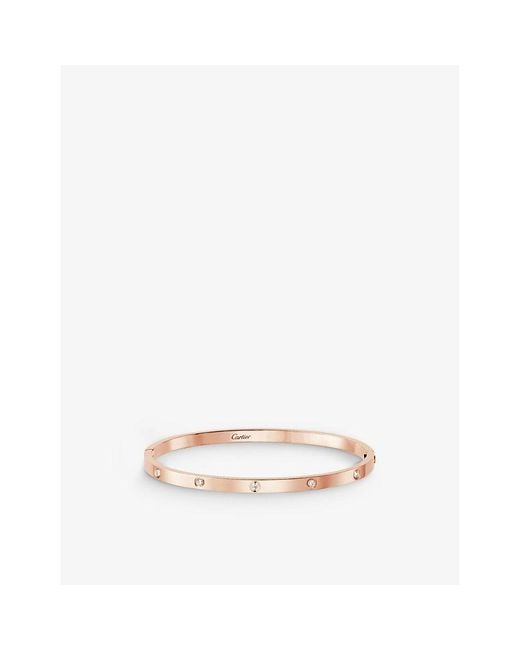 Cartier Metallic Love Small 18Ct Rose- And 10 Brilliant-Cut Diamonds Bracelet