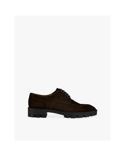 Christian Louboutin Black Davisol Lion Flat Derby Leather Shoes for men