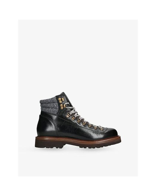 Brunello Cucinelli Black Felt-Trim Leather Ankle Boots for men