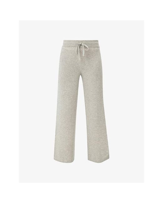 Sweaty Betty Gray Wide-Leg Elasticated-Waist Cashmere Trousers