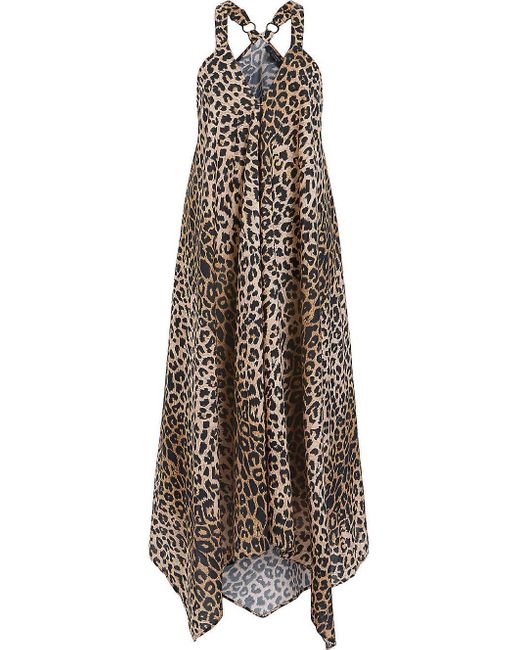 AllSaints Natural Lil Leopard-print Sleeveless Cotton Maxi Dress