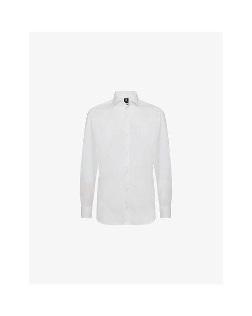 Boggi White Pinpoint Regular-Fit Cotton Shirt for men