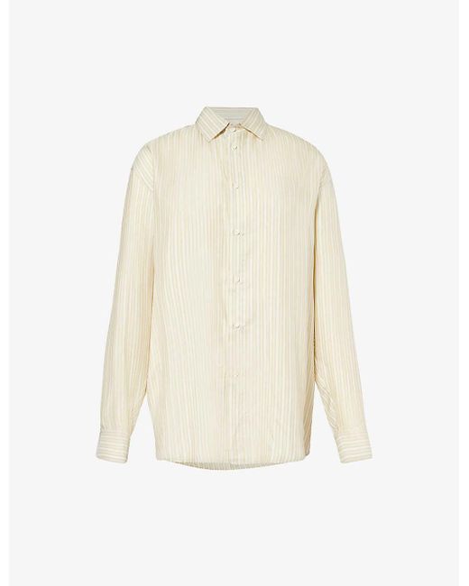 LeKasha White Striped Relaxed-fit Silk Shirt