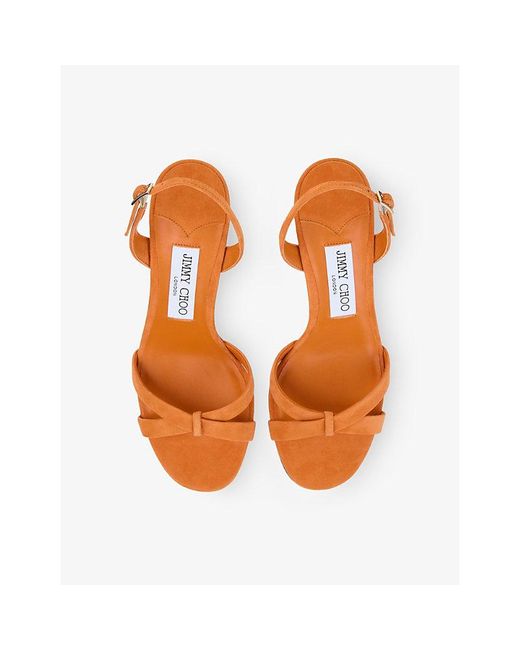 Jimmy Choo Orange Elsy 70 Suede Slingback Sandals