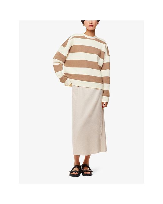 Whistles White Stripe-pattern Relaxed-fit Cotton Sweatshirt