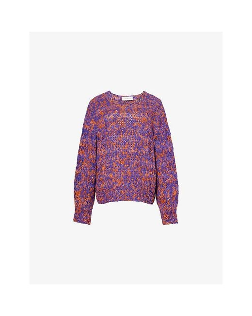 Dries Van Noten Purple Talulah Braid-Knit Cotton Jumper