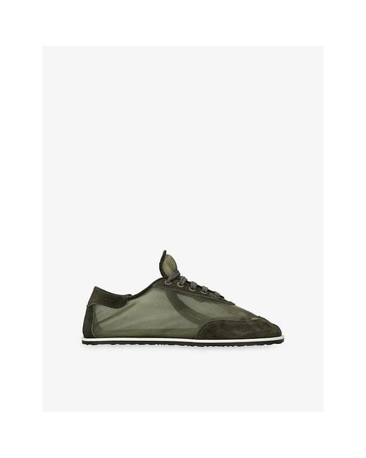 Dear Frances Green Suede-Trim Mesh Trainers