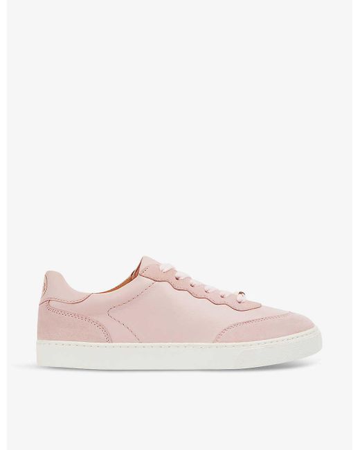 L.K.Bennett Pink Runner Logo-embossed Leather Low-top Trainers