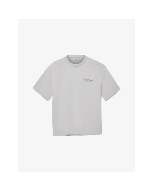 AllSaints Gray Future Logo-Print Short-Sleeve Cotton T-Shirt for men