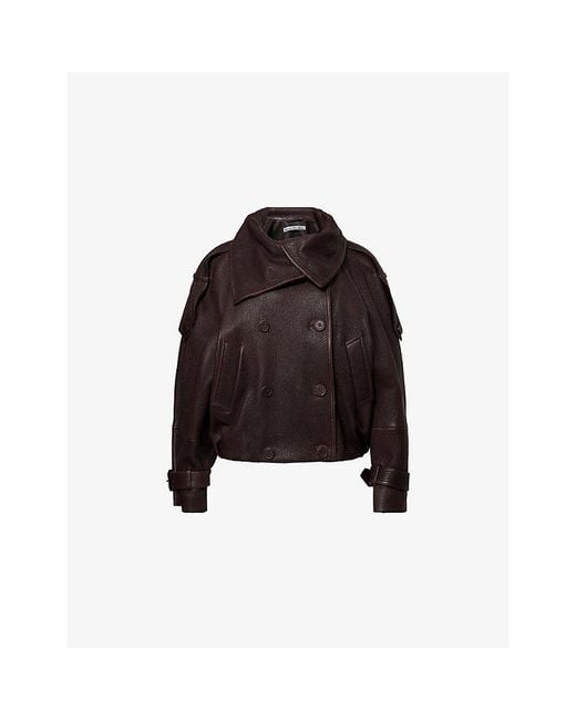 Acne Black Laris Double-Breasted Leather Jacket
