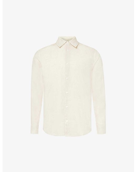 CHE White Long-sleeved Curved-hem Linen Shirt Xx for men