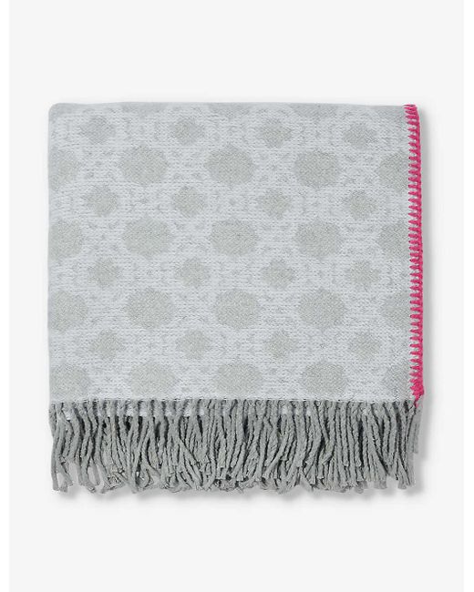 Maje Gray Monogram-pattern Cotton-blend Scarf