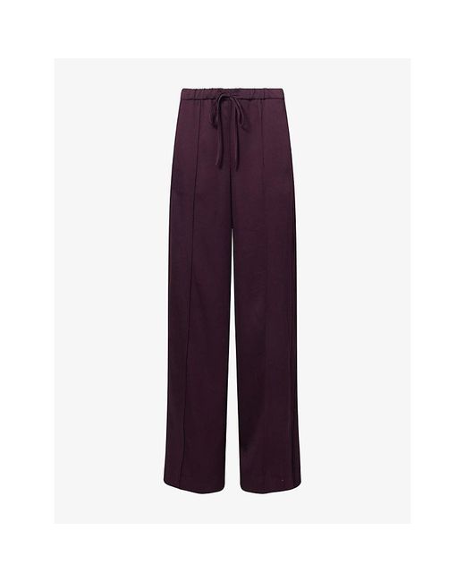 Vince Purple Drawstring Wide-Leg Satin Trousers