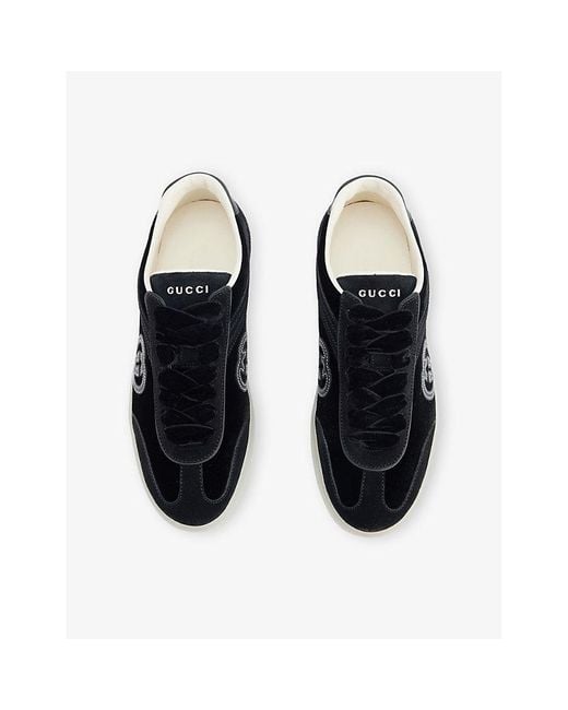 Gucci Black G74 Interlocking G Velvet Trainers