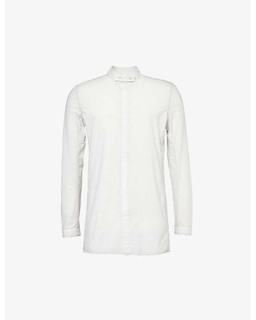 Boris Bidjan Saberi White Band-collar Long-sleeved Stretch-cotton And Linen Shirt for men
