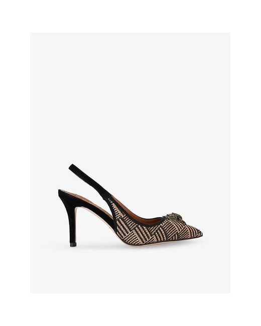 Kurt Geiger Belgravia Eagle-Embellished Slingback Faux-Leather Heeled ...