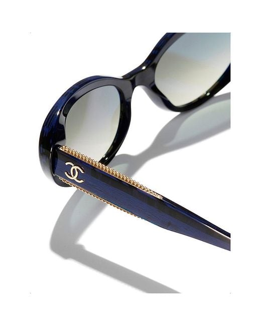 Chanel Blue Ch5515 Oval-frame Acetate Sunglasses