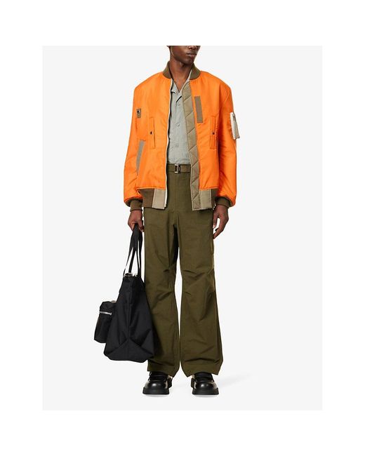 Sacai Orange Contrast-pocket Dropped-shoulder Relaxed-fit Shell Jacket for men