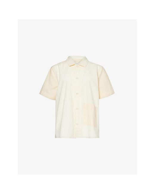 Hay White Outline Relaxed-Fit Short-Sleeve Cotton Pyjama Shirt