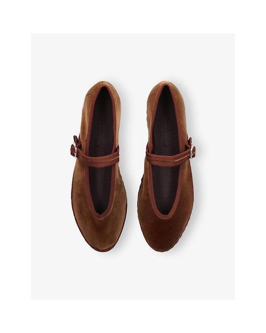 Flabelus Brown Pierre Cotton-Velvet Ballet Flats