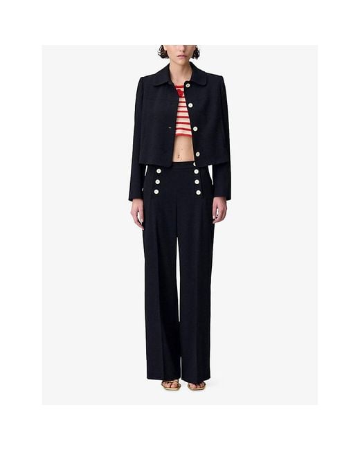 Claudie Pierlot Black Shirt-Collar Boxy-Fit Woven Jacket