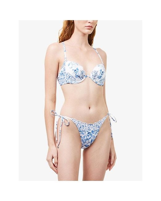 Camilla Blue Floral Tie-Side Bikini Bottoms