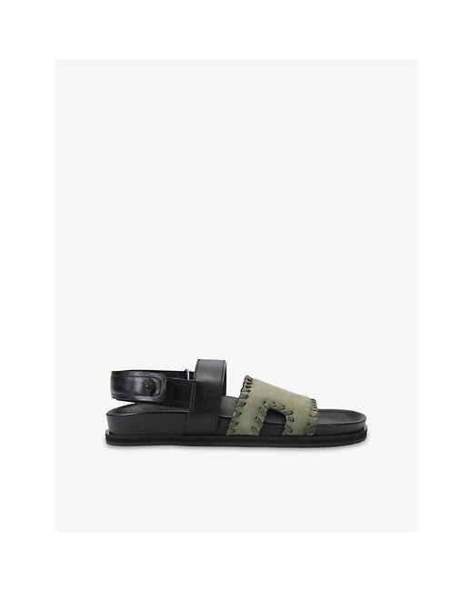 Kurt Geiger Black Baker Flat Leather Sandals for men