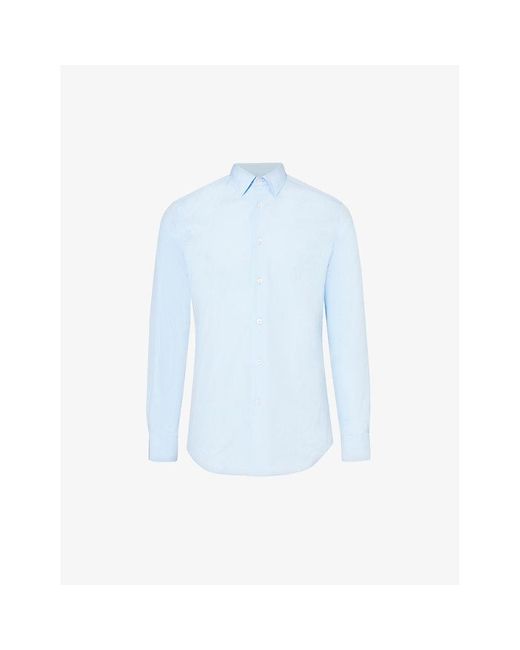 Paul Smith Blue Tailored-fit Cotton Shirt for men