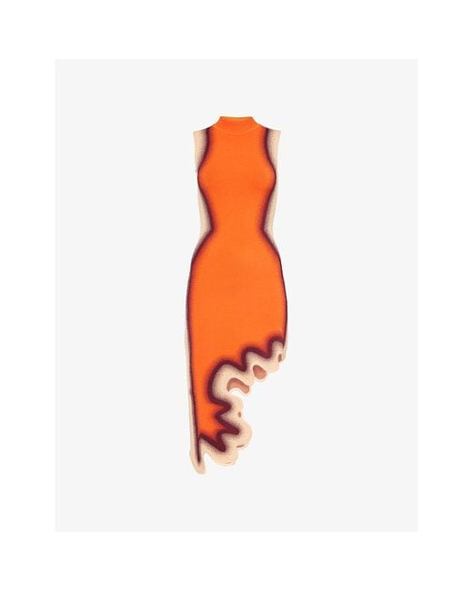 brooklyn wavy asymmetric sleeveless midi dress BROOKLYN WAVY ASYMMETRIC DRESS XS