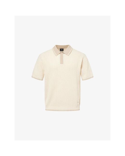Paul Smith Natural Jacquard Knit Cotton Polo Shirt for men