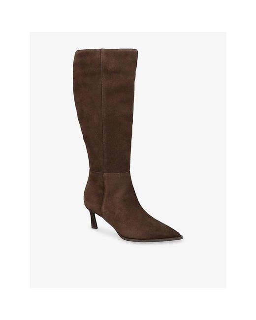 Steve Madden Brown Lucid Heeled Faux-Leather Knee-High Boots