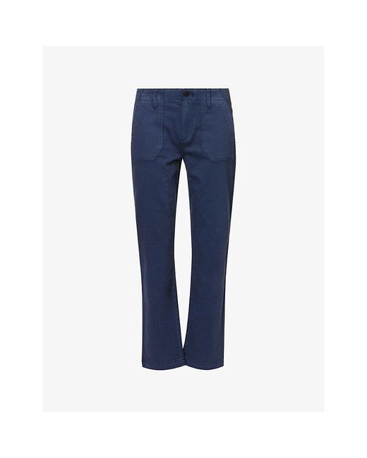 PAIGE Blue Mayslie Straight-Leg Mid-Rise Stretch-Denim Jeans