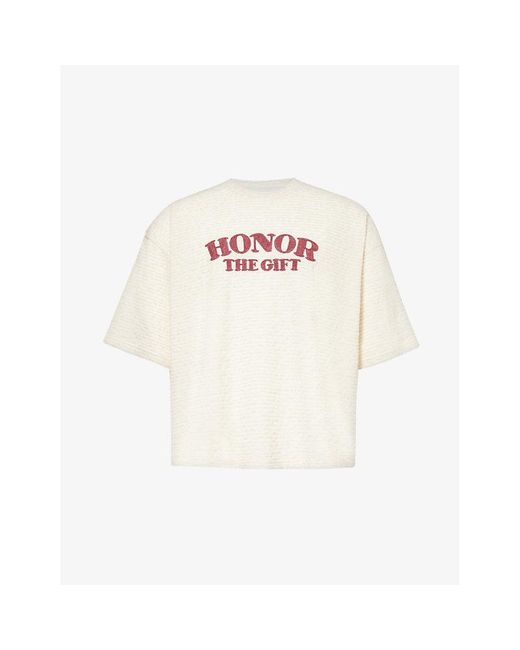 Honor The Gift White High Stripe Graphic-print Woven T-shirt for men