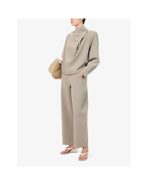 The Couture Club Brown Barrel-Leg Woven Trousers