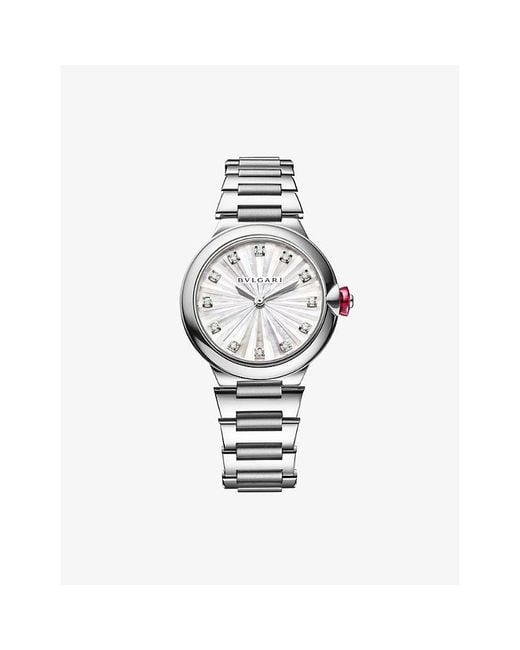 BVLGARI Metallic Lvcea Stainless-Steel And 0.22Ct Diamond Automatic Watch