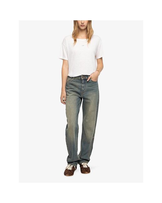 Zadig & Voltaire Gray Ete Straight-Leg High-Rise Jeans