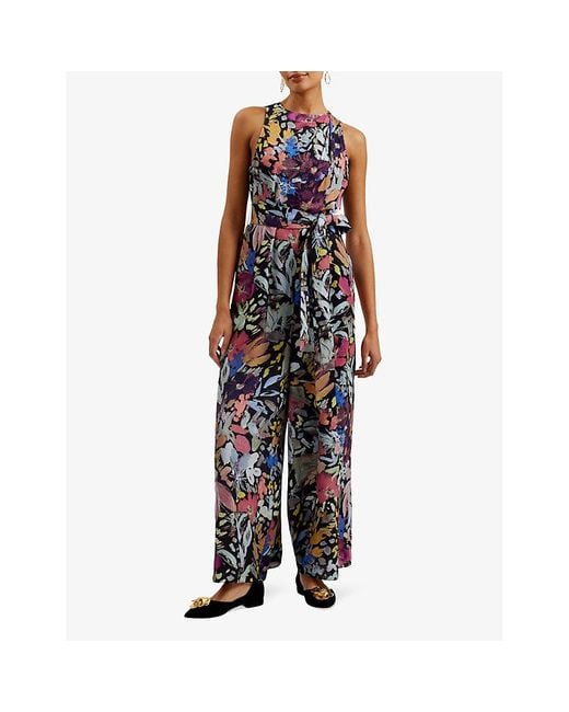 Ted Baker Blue Orta Floral-print Woven Jumpsuit