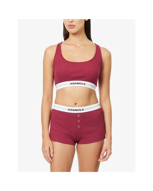 ADANOLA Pink Intimate Racer-Back Cotton-Jersey Bra