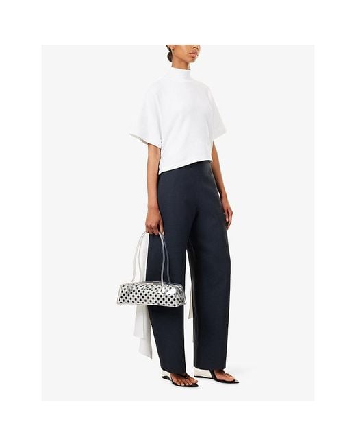 Alaïa Blue Round Wool Crepe Trousers