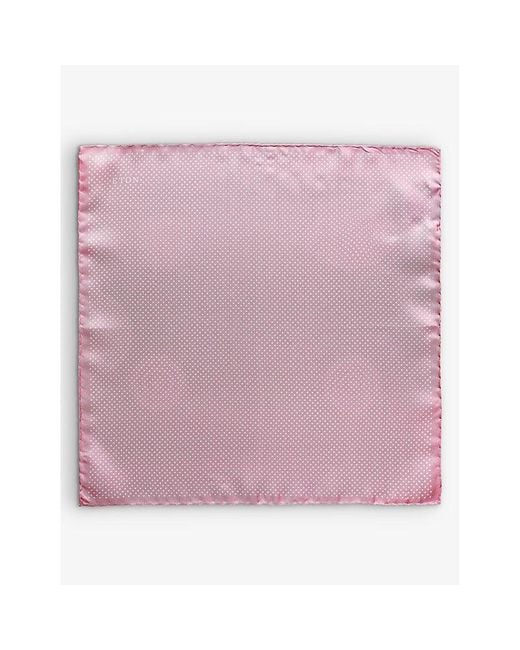 Eton of Sweden Pink Polka-Dot Silk Pocket Square for men