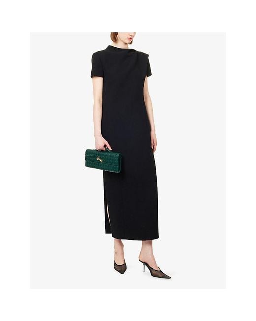 Khaite Black Iryl Open-Back Crepe Midi Dress