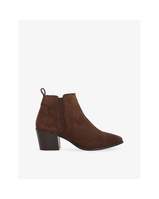 Dune Brown Parlure Suede Heeled Ankle Boots