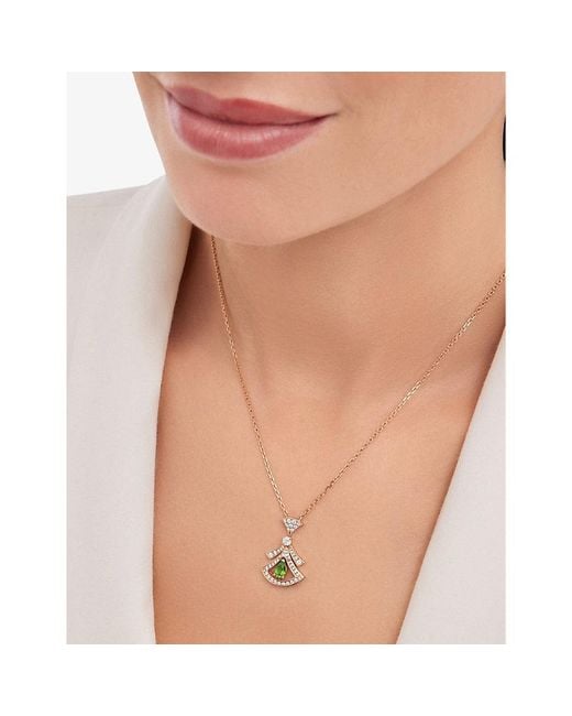 BVLGARI Metallic Divas' Dream 18Ct Rose- 0.46Ct Brilliant-Cut Diamond And Tourmaline Pendant Necklace