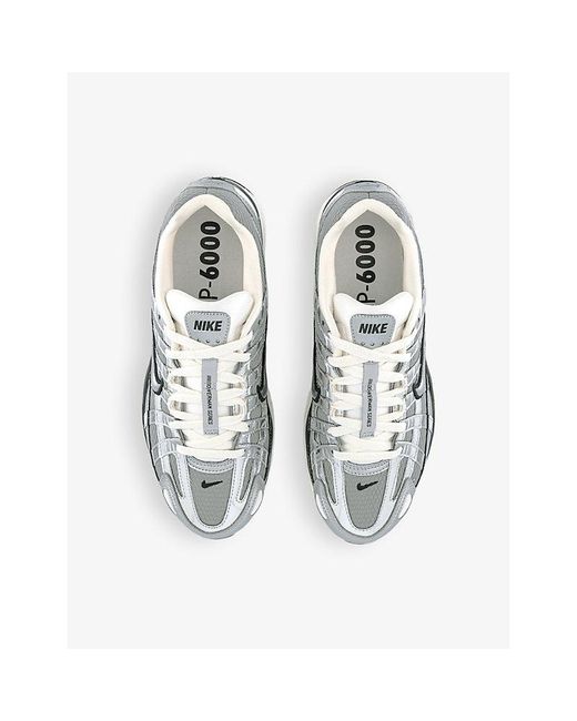 Nike White P-6000 Metallic Colour-Block Mixed-Textile Low-Top Trainers for men