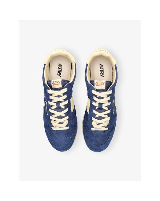 Autry Blue Windspin Low-Top Suede Runner Trainers for men